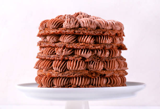 istock Chocolate cake with coffee cream on the cake stand 1364429316