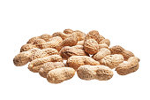 Bunch of peanuts with shell isolated on a white background