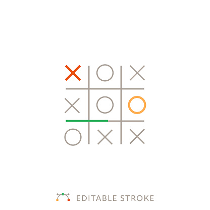 XOX game Icon with Editable Stroke