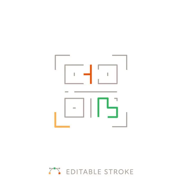 Vector illustration of QR Code Multicolor Line Icon with Editable Stroke