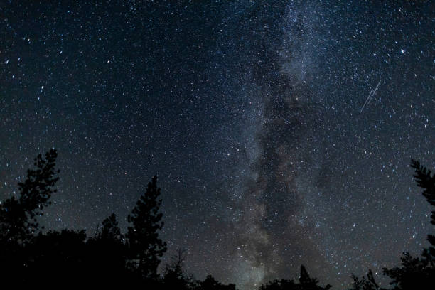 istock Twin Meteors in this Milky Way Galaxy Landscape 1364432113