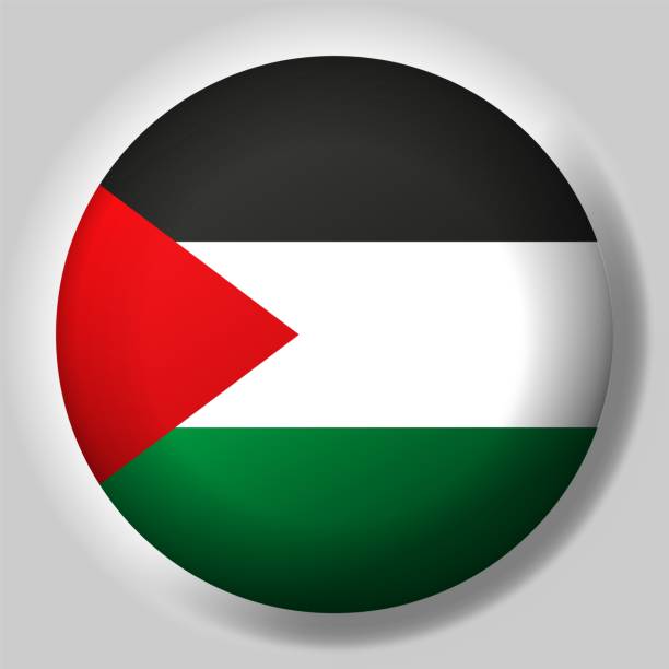 Flag of Palestine button Flag of Palestine button on glossy sphere palestinian flag stock illustrations