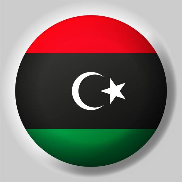 リビアボタンの旗 - libya flag libyan flag three dimensional shape点のイラスト素材／クリップアート素材／マンガ素材／アイコン素材