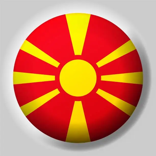 Vector illustration of Flag of North Macedonia button