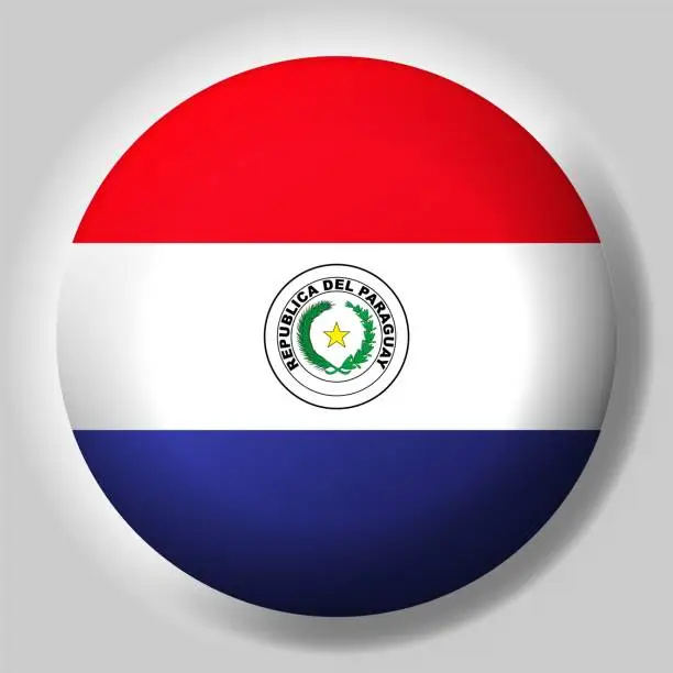 Vector illustration of Flag of Paraguay button