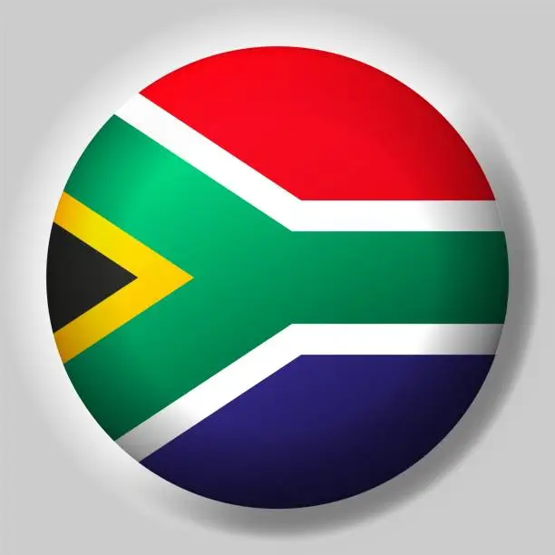 Vector illustration of Flag of South Africa button