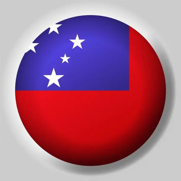 Vector illustration of Flag of Samoa button