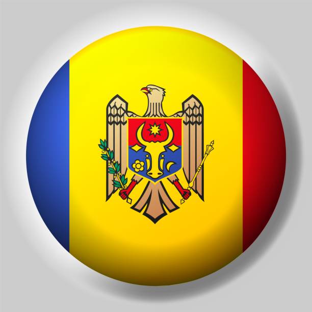 Flag of Moldova button Flag of Moldova button on glossy sphere moldovan flag stock illustrations