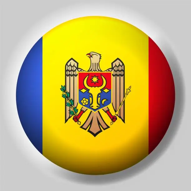 Vector illustration of Flag of Moldova button