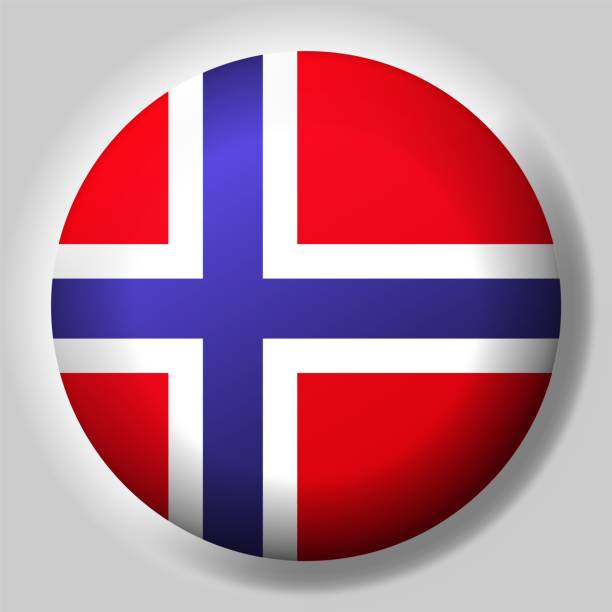 illustrazioni stock, clip art, cartoni animati e icone di tendenza di pulsante bandiera della norvegia - norwegian flag norway flag freedom