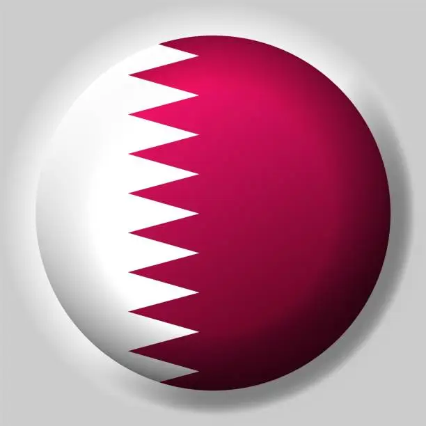 Vector illustration of Flag of Qatar button