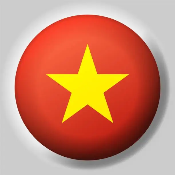 Vector illustration of Flag of Vietnam button