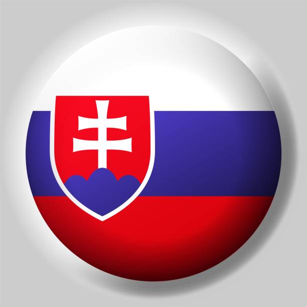 Flag of Slovak Republic button Flag of Slovak Republic button on glossy sphere slovak language stock illustrations