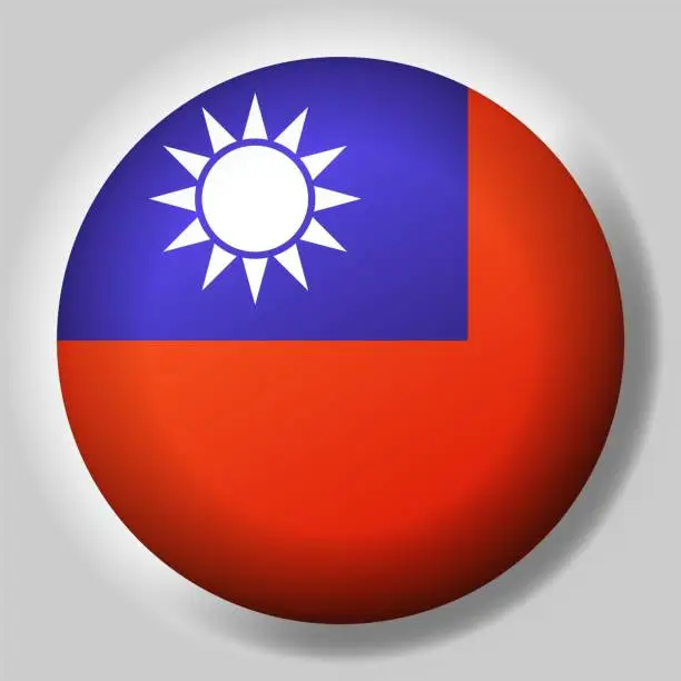 Vector illustration of Flag of Taiwan button