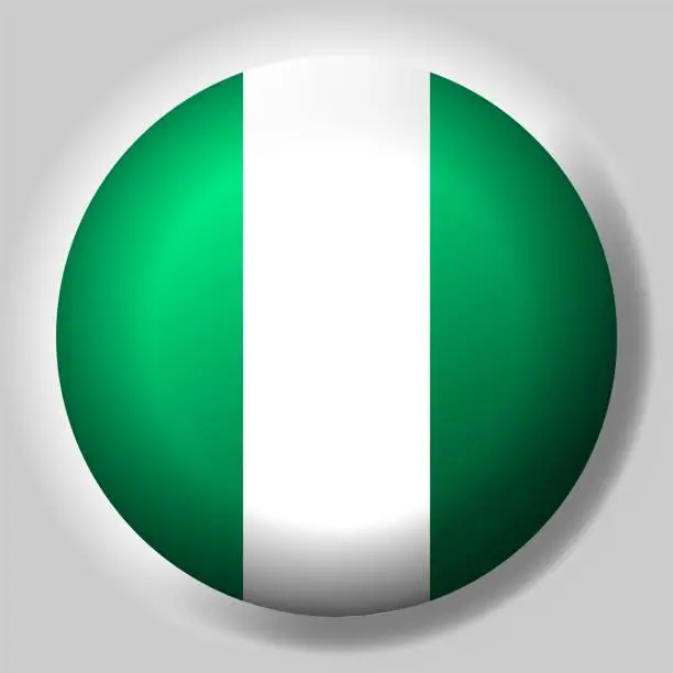 Vector illustration of Flag of Nigeria button