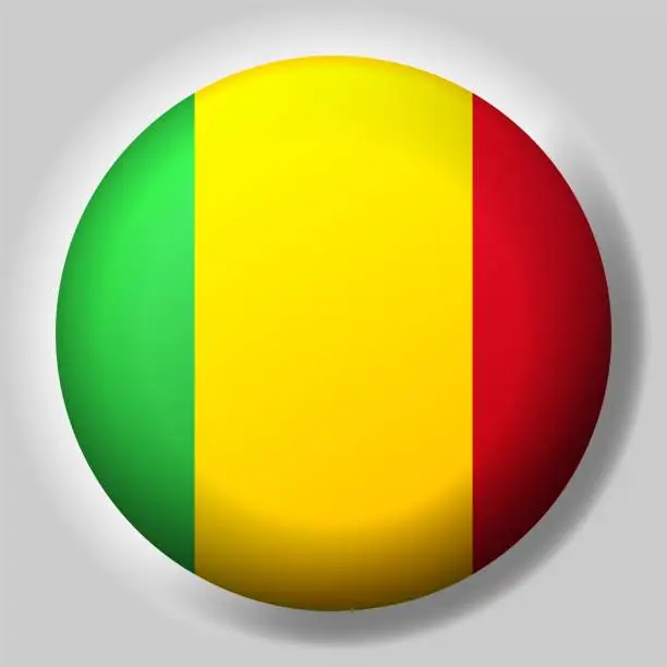 Vector illustration of Flag of Mali button