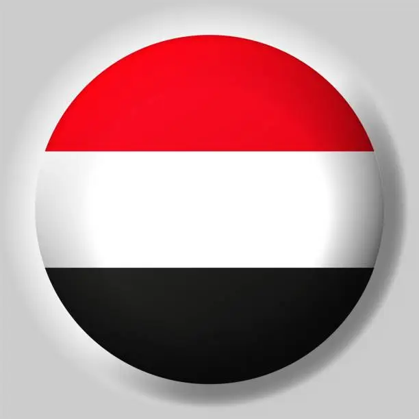 Vector illustration of Flag of Yemen button