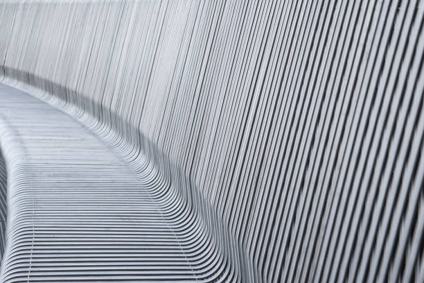 istock rows of even metallic gray stripes close-up. 1364436591