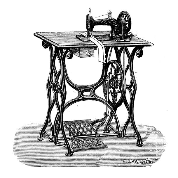 Antique illustration of 19th century industry, technology and craftsmanship: textile and fashion industry, sewing machine