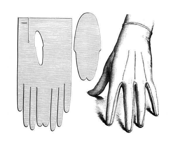 Antique illustration of 19th century industry, technology and craftsmanship: textile and fashion industry, gloves