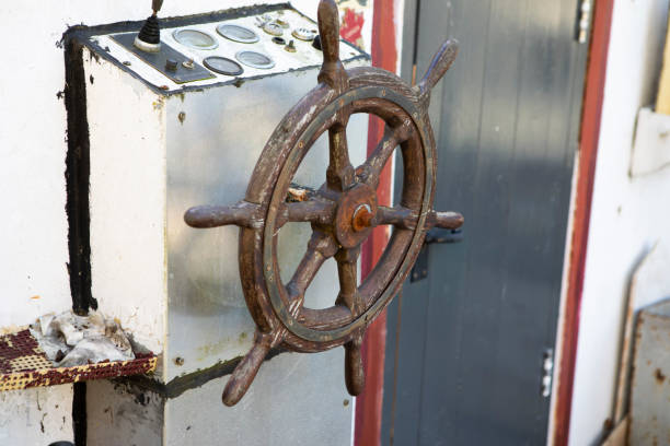 istock Steering wheel on a narrowboat 1364439170