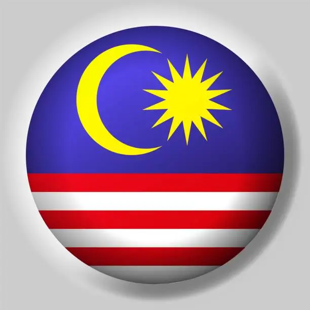 Vector illustration of Flag of Malaysia button