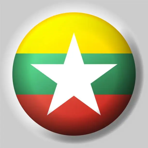 Vector illustration of Flag of Myanmar button