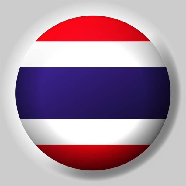 Flag of Thailand button Flag of Thailand button on glossy sphere thailand flag round stock illustrations