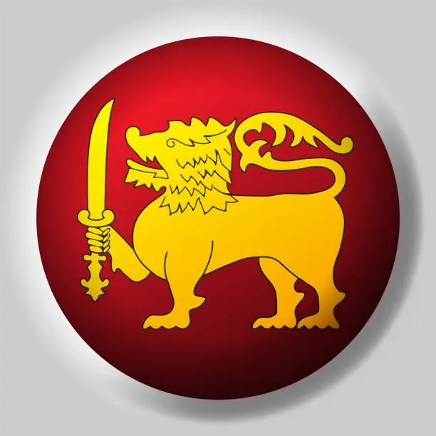 Vector illustration of Flag of Sri Lanka button