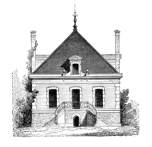 Antique illustration of 19th century industry, technology and craftsmanship: Architecture, house