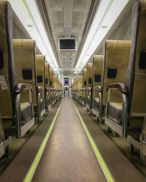 istock Interior of an economy class train in Indonesia 1364441887