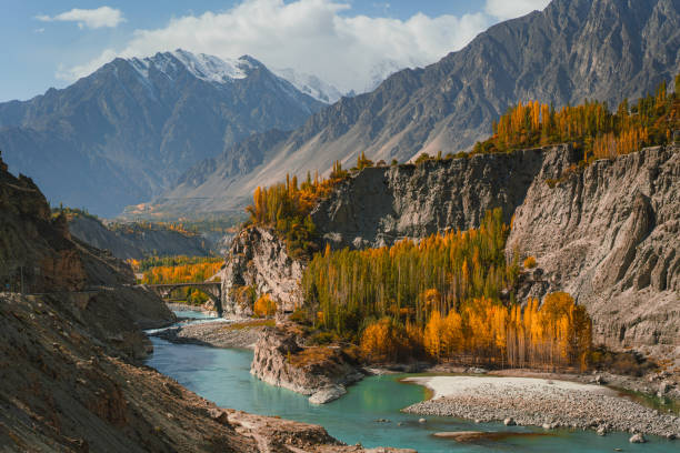 istock River canyon in Himalayas mountains  in autumn 1364443336