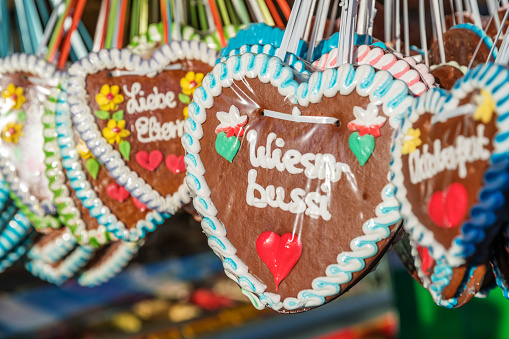 Traditional Gingerbread hearts at the Beer Fest, Munich, Germany