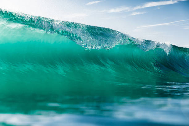 istock Ideal surfing wave in Atlantic ocean. Glassy turquoise wave 1364447019