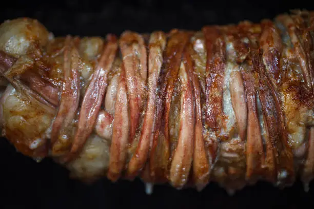 Photo of Lamb intestines and giblets fried on spit for kokorech.