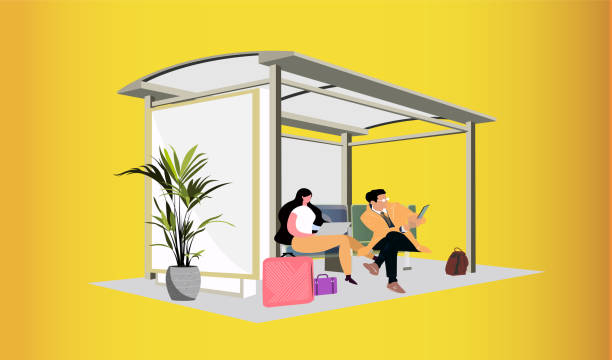ilustrações de stock, clip art, desenhos animados e ícones de waiting for the travel transport. - airport waiting room waiting airport lounge