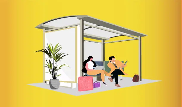 Vector illustration of Waiting for the travel transport.