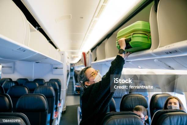 Family Air Travel Stock Photo - Download Image Now - Carry-On Luggage, Airplane, Above