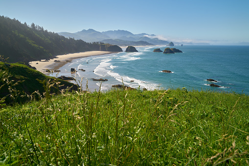 Cannon Beach from Ecola State Park, Oregon, United States.