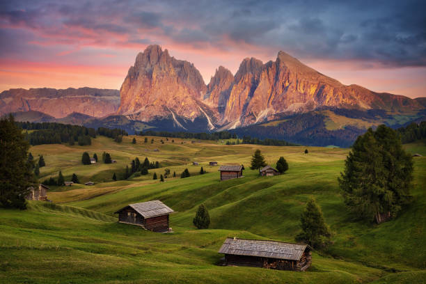 istock Alpe di Siusi (Seiser Alm) in the Dolomites in Italy during Sunset 1364457389