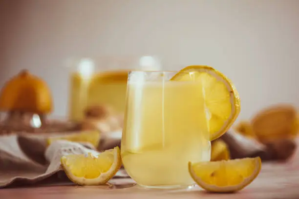 Freshly made ginger lemonade