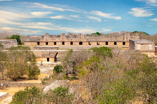 Casa de las Monjas, is part of the courtyard behind the Pyramid of the Magician in Uxmal.