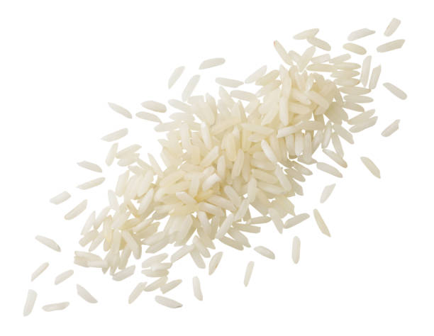 istock Rice cut on a white background. Isolated, top view 1364463509
