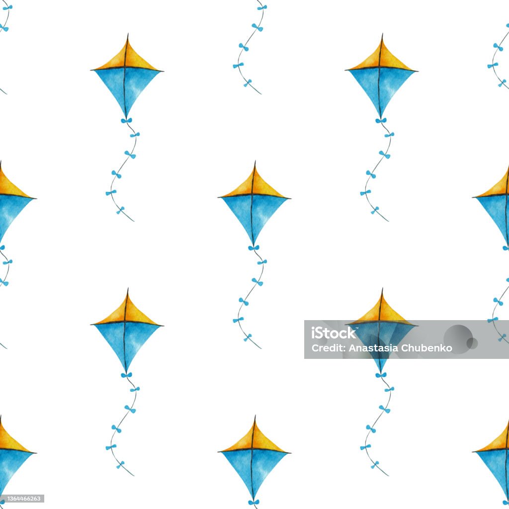 Colorful Kite Pattern Kite Watercolor Pattern Simple Seamless Pattern On White Background ...