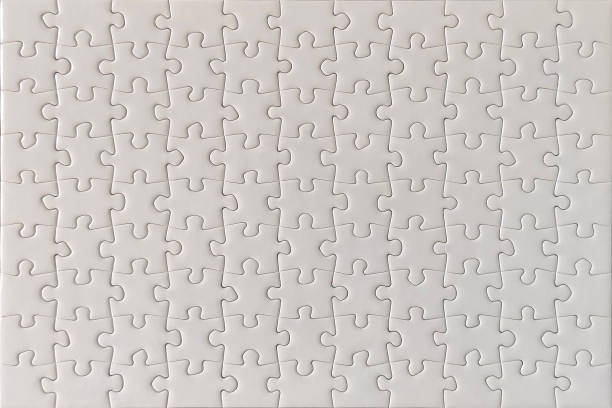 Blank white jigsaw puzzle texture background stock photo