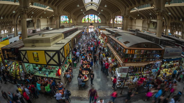 Timelapse View of Municipal Market aka Mercadao in Sao Paulo, Brazil