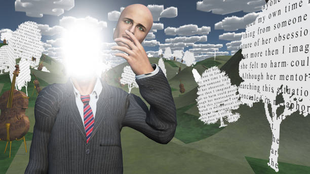 istock Man showing inner light in landscape with text paper trees 1364473931
