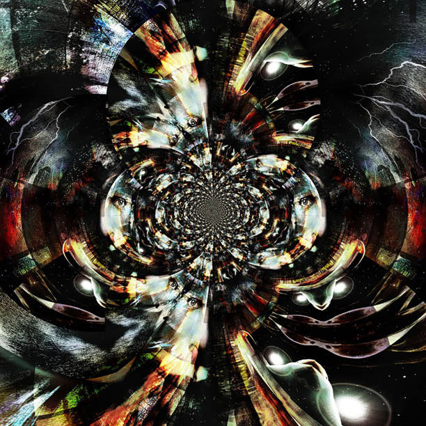 istock Womans face emerges from an abstract fractal 1364476052
