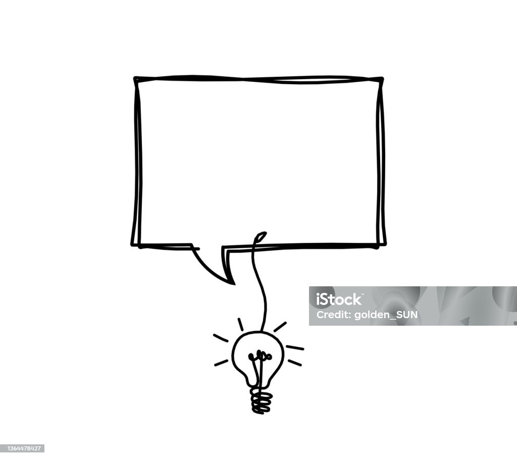 Comment With Bulb Comment With Lightbulb As Line Drawing On White Background Stock ...