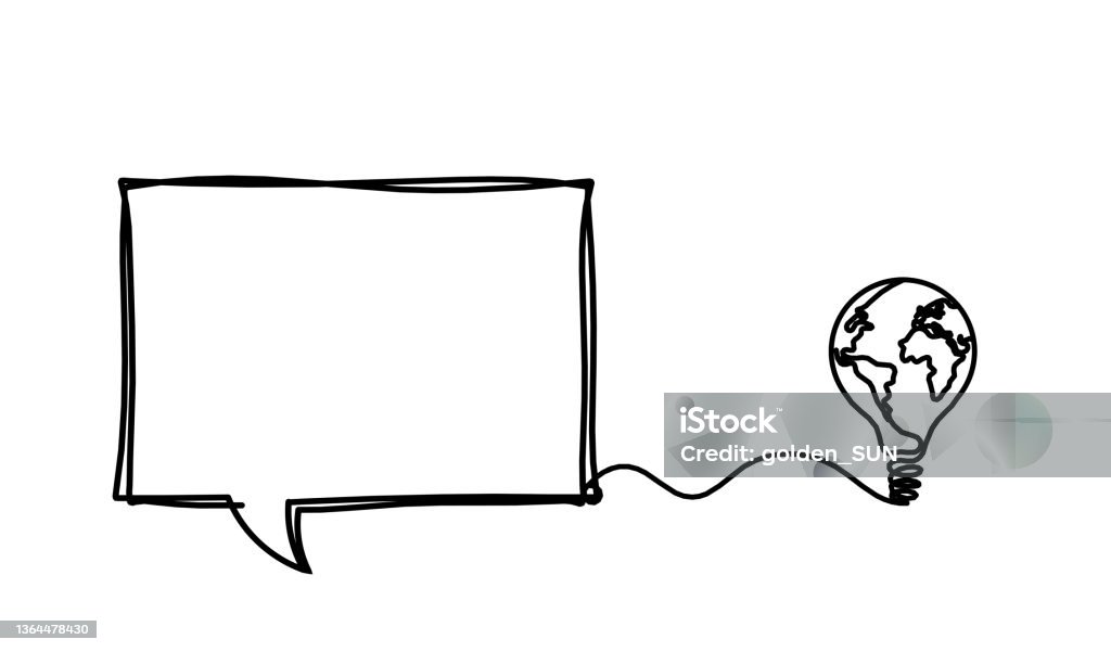 Comment With Bulb Comment With Globe Lightbulb As Line Drawing On White Background Stock ...